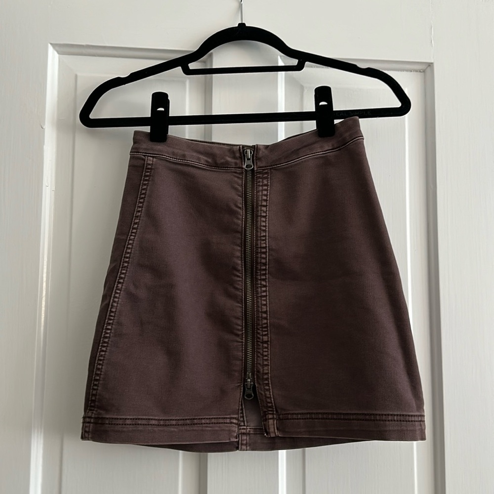 Free People lilac mini denim skirt with full front zipper size 0